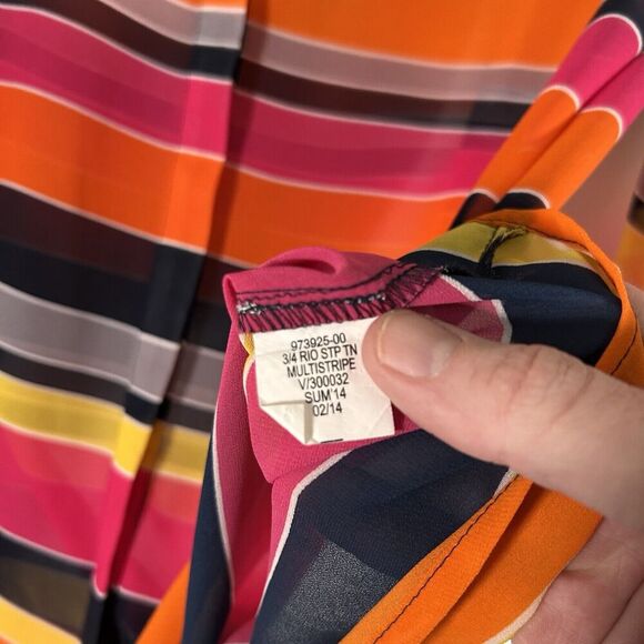 New Banana Republic Blouse Women's Medium Rainbow Short Sleeve Sheer Button Up - Picture 6 of 9